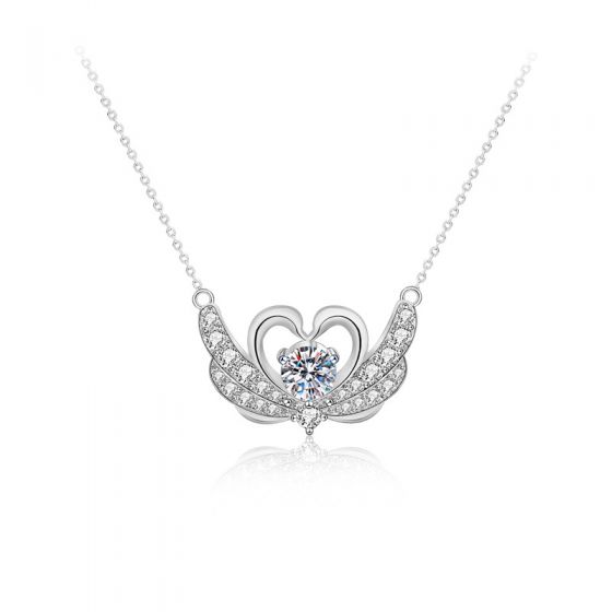 New Moissanite CZ Swan 925 Sterling Silver Necklace