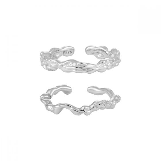 Fashion 925 Sterling Silver Adjustable Irregular Stacker Ring