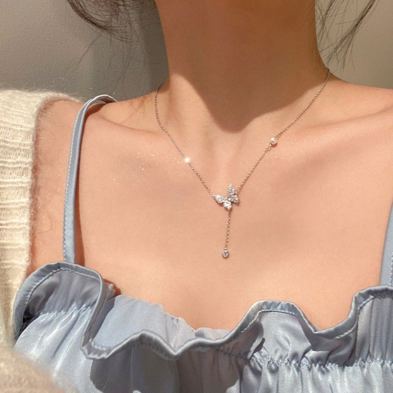 Buy Silver Butterfly Necklace, Dainty Butterfly Pendant Necklace, Summer  Necklace, Delicate Silver Necklace, Bridesmaid Gift, Best Friend Gift  Online in India - Etsy