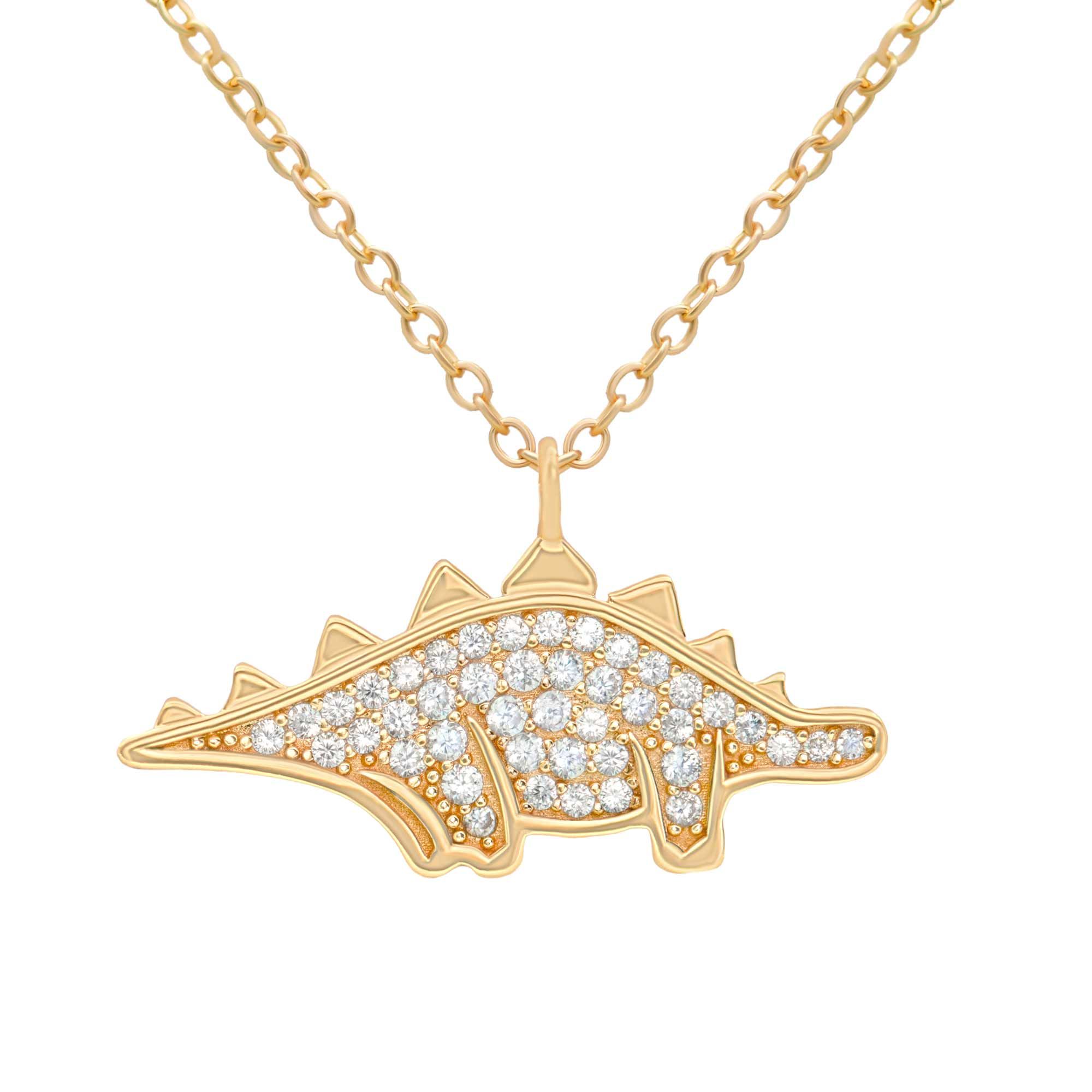 18K Gold Cute Tiny Dinosaur Charm Necklace – Seliste Jewellery