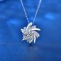 Modern Moissanite CZ Windmill 925 Sterling Silver Necklace