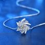 Modern Moissanite CZ Windmill 925 Sterling Silver Necklace