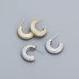 Holiday Micro Setting CZ C Shape 925 Sterling Silver Hoop Earrings