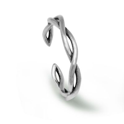 Double Twist Adjustable 925 Sterling Silver Ring
