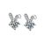 Cute Moissanite CZ Bunny Ear Rabbit 925 Sterling Silver Stud Earrings